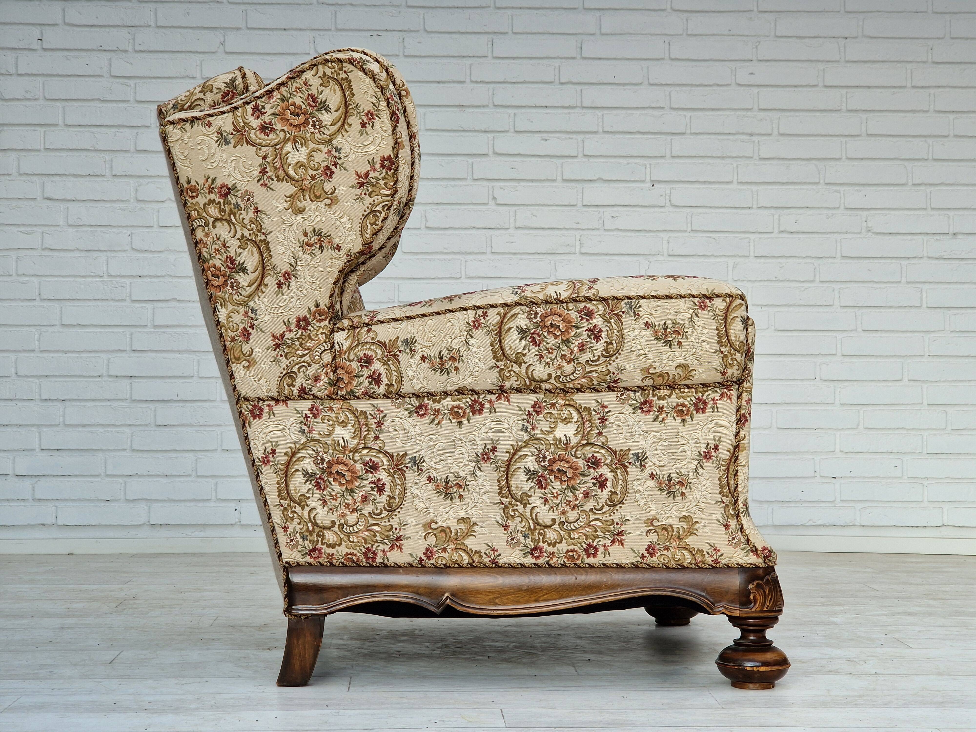 Fauteuil relax danois en tissu années 1950