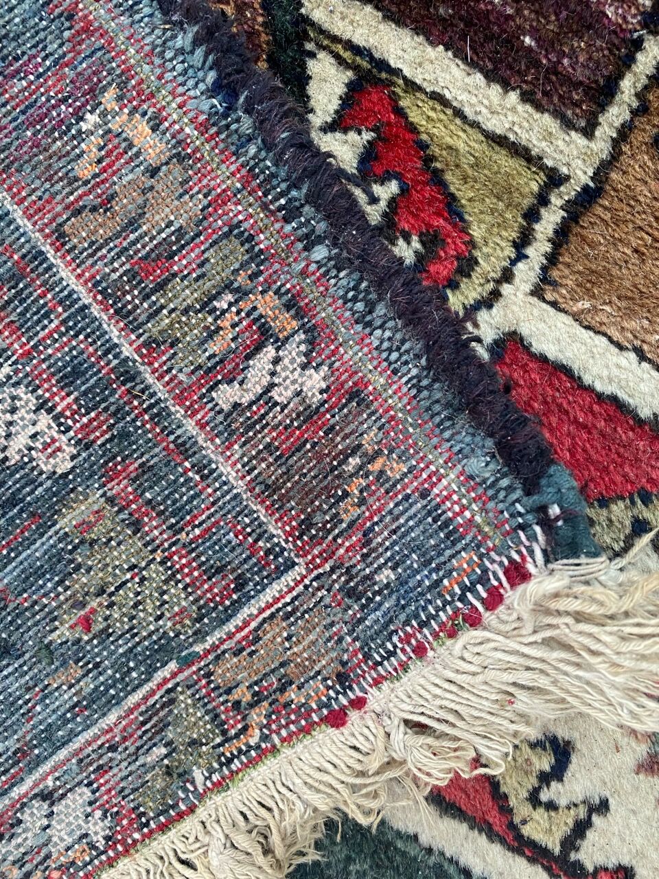 Handmade ancient Persian mazlaghan carpet