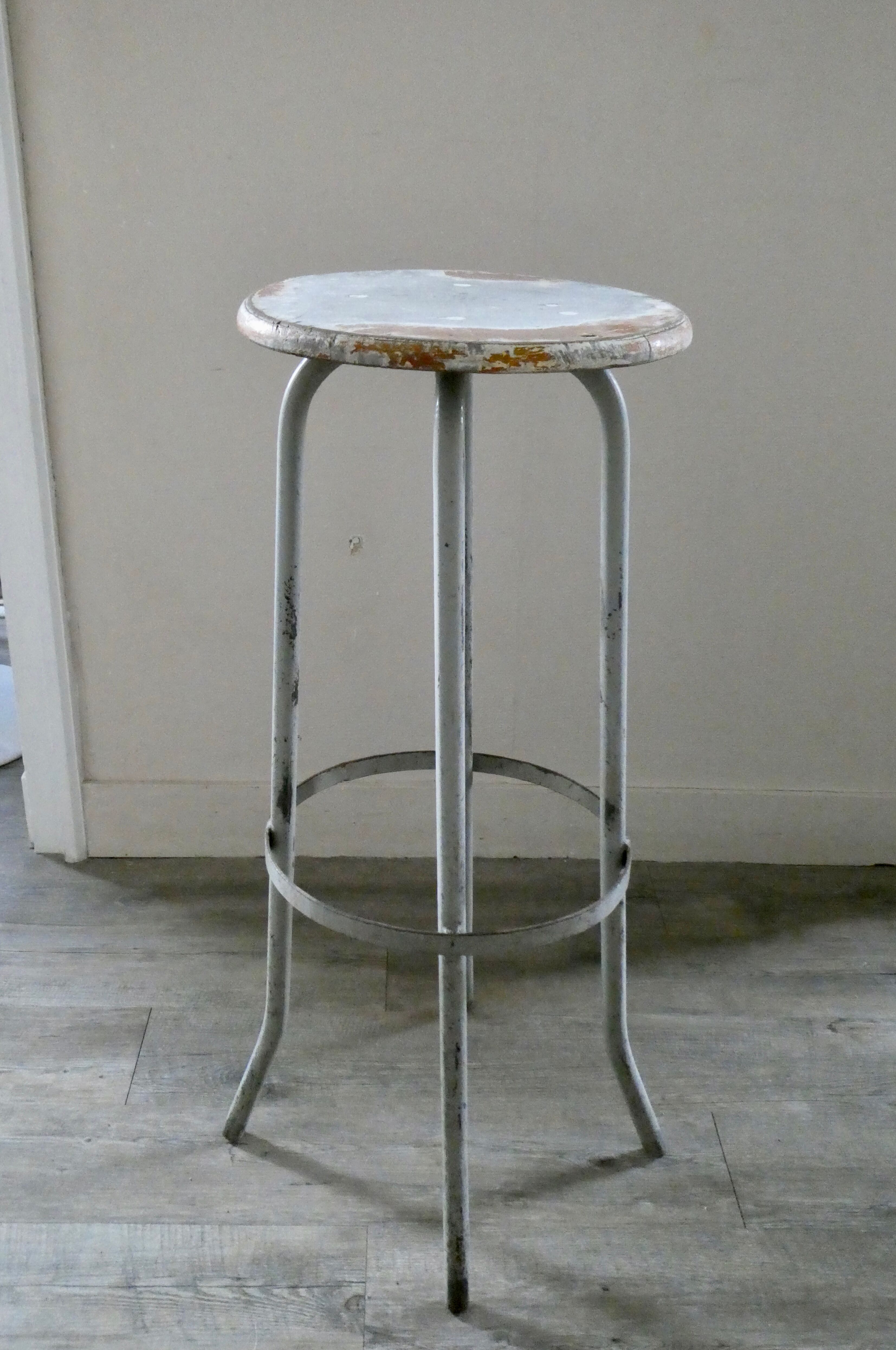 Wooden and metal high stool, 1960s