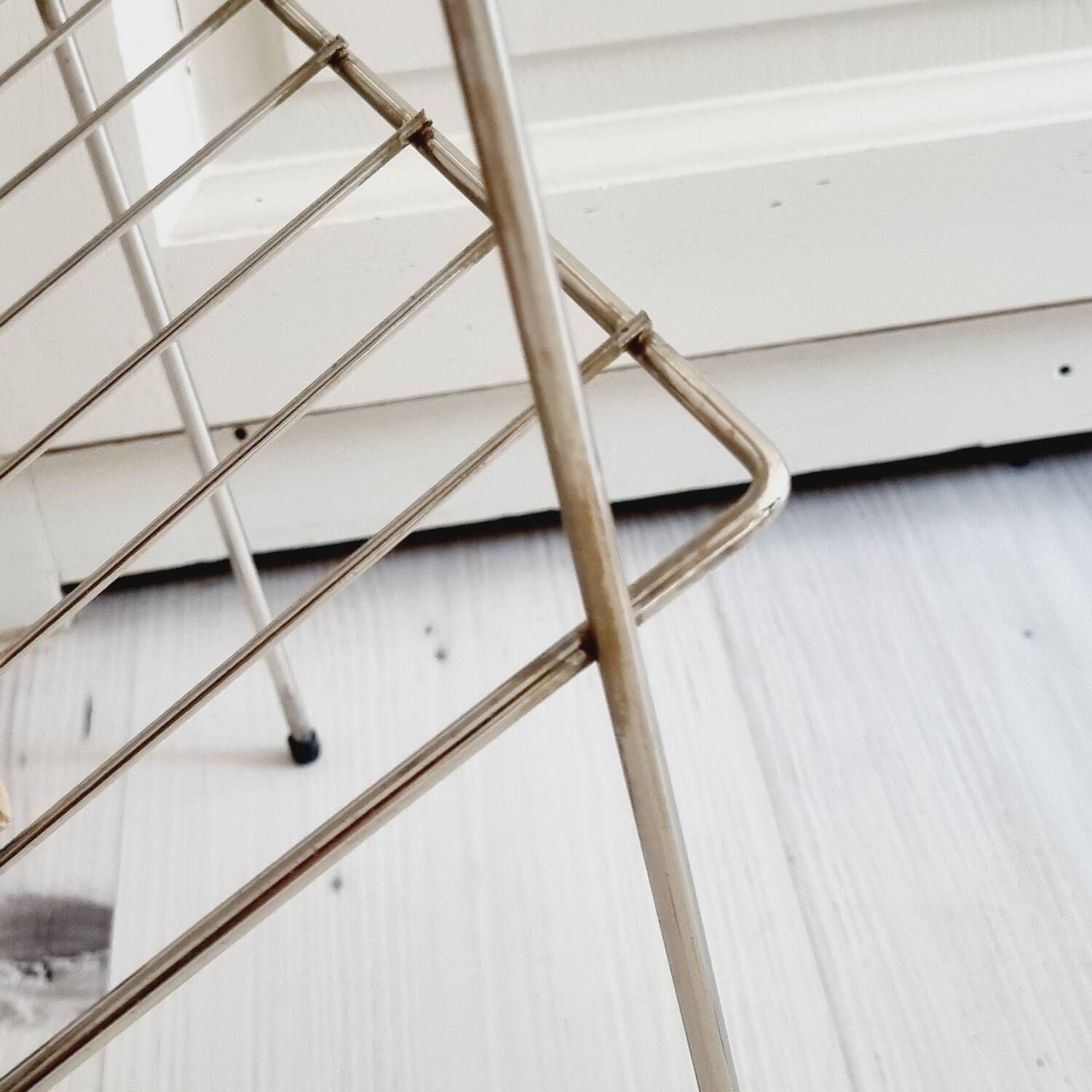 Metal and Formica magazine rack side table