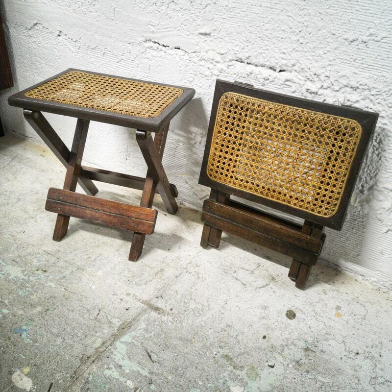 Pair of canned folding stools