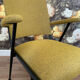 Duo of bridge armchairs, restored,