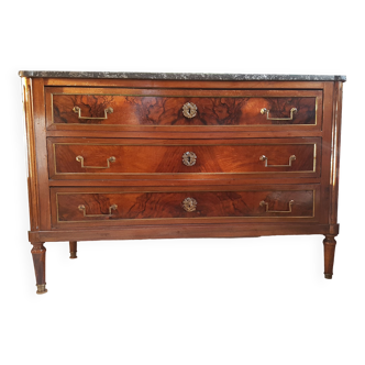 Commode louis XVI acajou plateau marbre