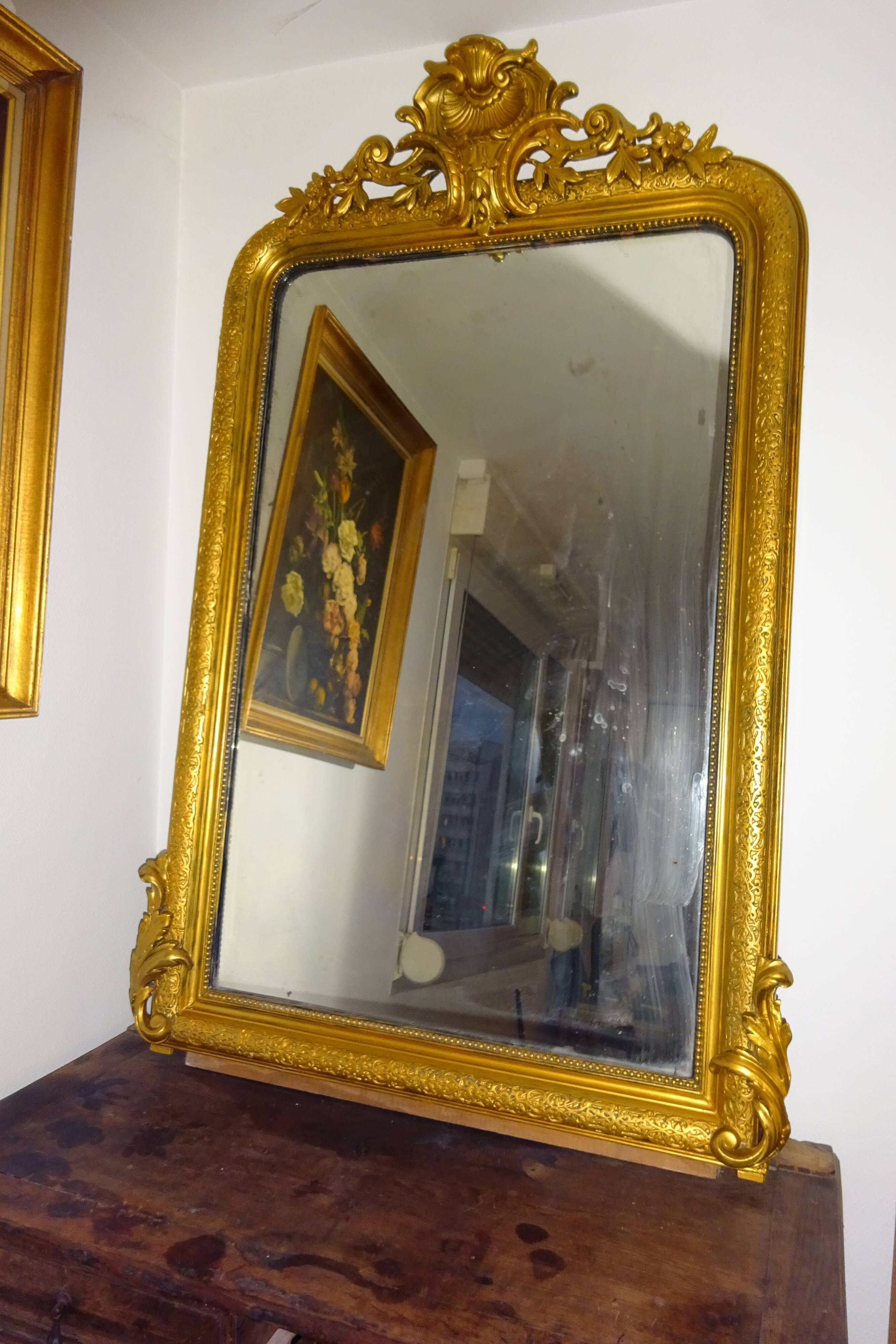 Miroir XiXème  siècle style Louis XV 95x150cm