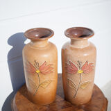 Pair of West Germany 202-37 vase, German ceramic vase, flower pot, flower pattern vase