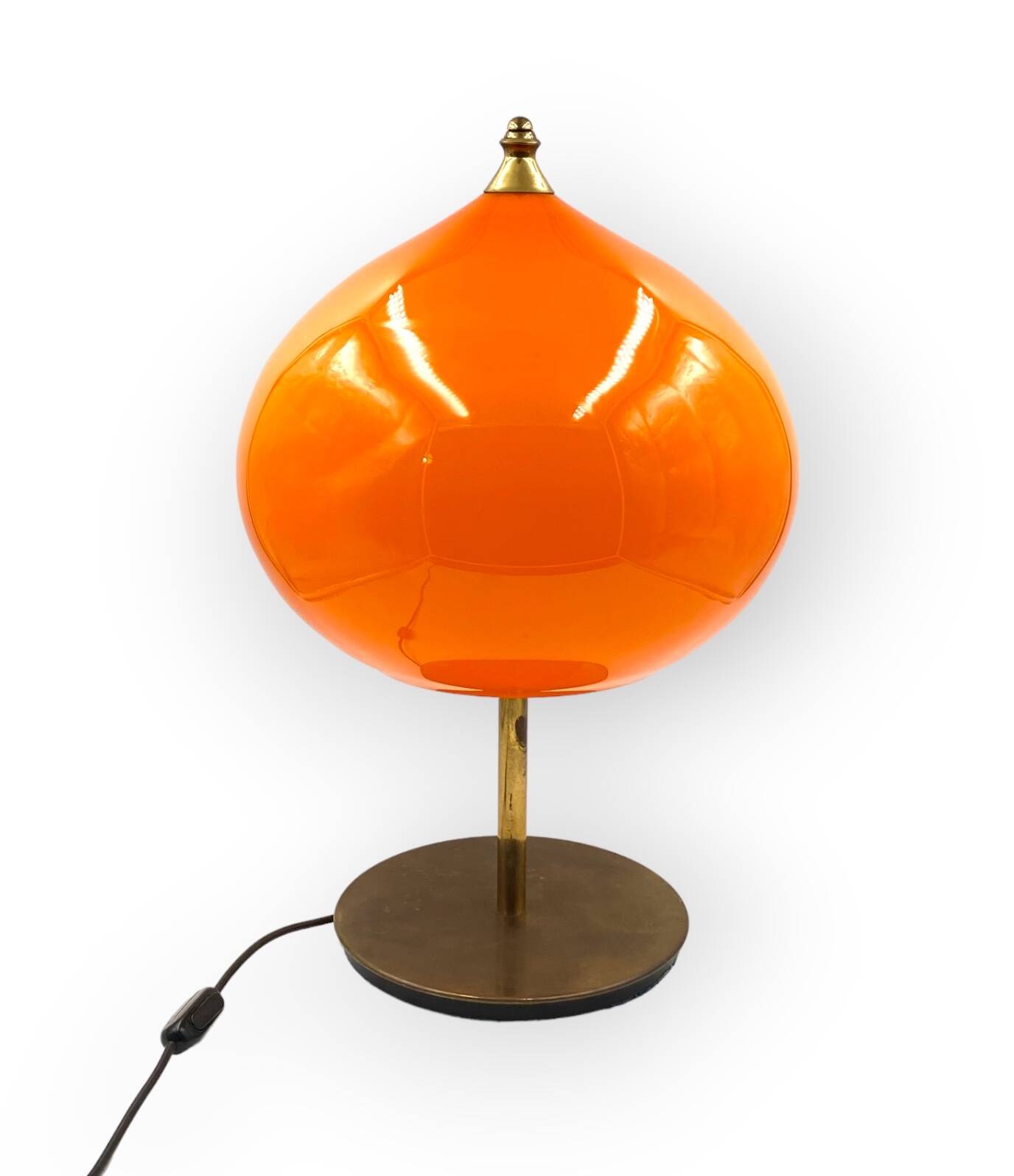 Mid-century modern orange glass Table lamp, Vistosi Italy, 1960s