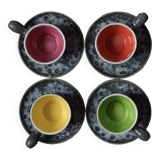Set of 4 Vallauris Écule de Mer cups and 4 saucers - 1960.
