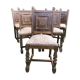 Series of 6 Chairs Neo Basque Wood Carved Cross Basque + Assise Fabric Vintage