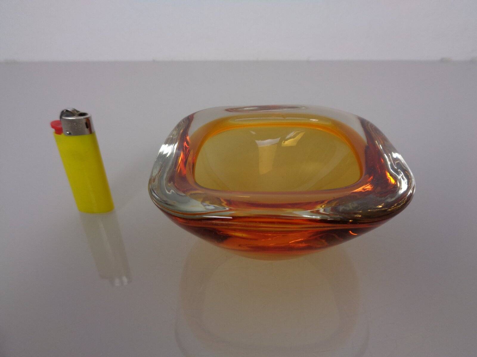 Amber Murano Glass Bowl, Italy, 1960s