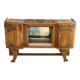 Art Deco sideboard top, low display cabinet in solid wood and mirror from the 1940s.