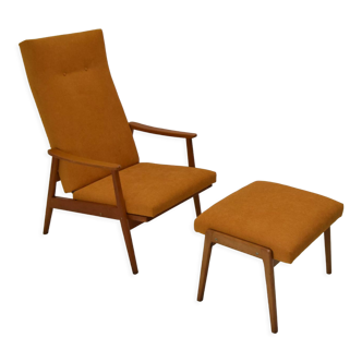 Mid-century Adjustable Armchair and Footstool,Jitona,1960's.