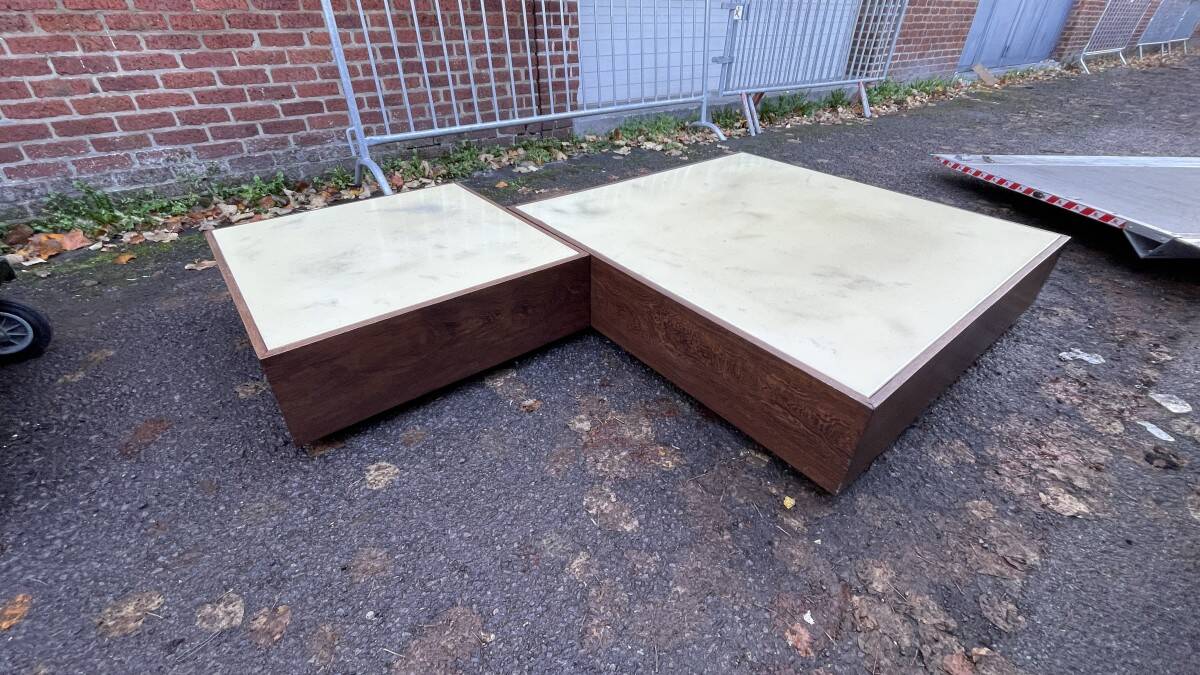 Set of 2 coffee tables, modernist design by jef verbrack, circa 1970.