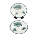 The attic of the Mandoune. Pair of plates St Amand 'group of children ". French Antique