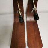 Pair of vintage Scandinavian wall lights. Teak lamp Louis KALFF