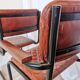 Set of 4 Vintage Quilted Leather Dining Chairs: Black Metal Base