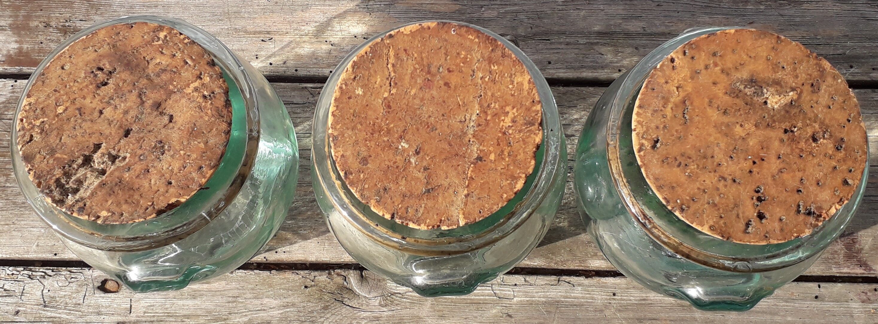 3 Thick glass jars