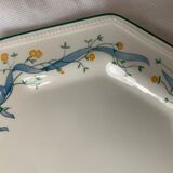 12 octagonal dessert plates in blue and yellow green English porcelain Johnson Brothers