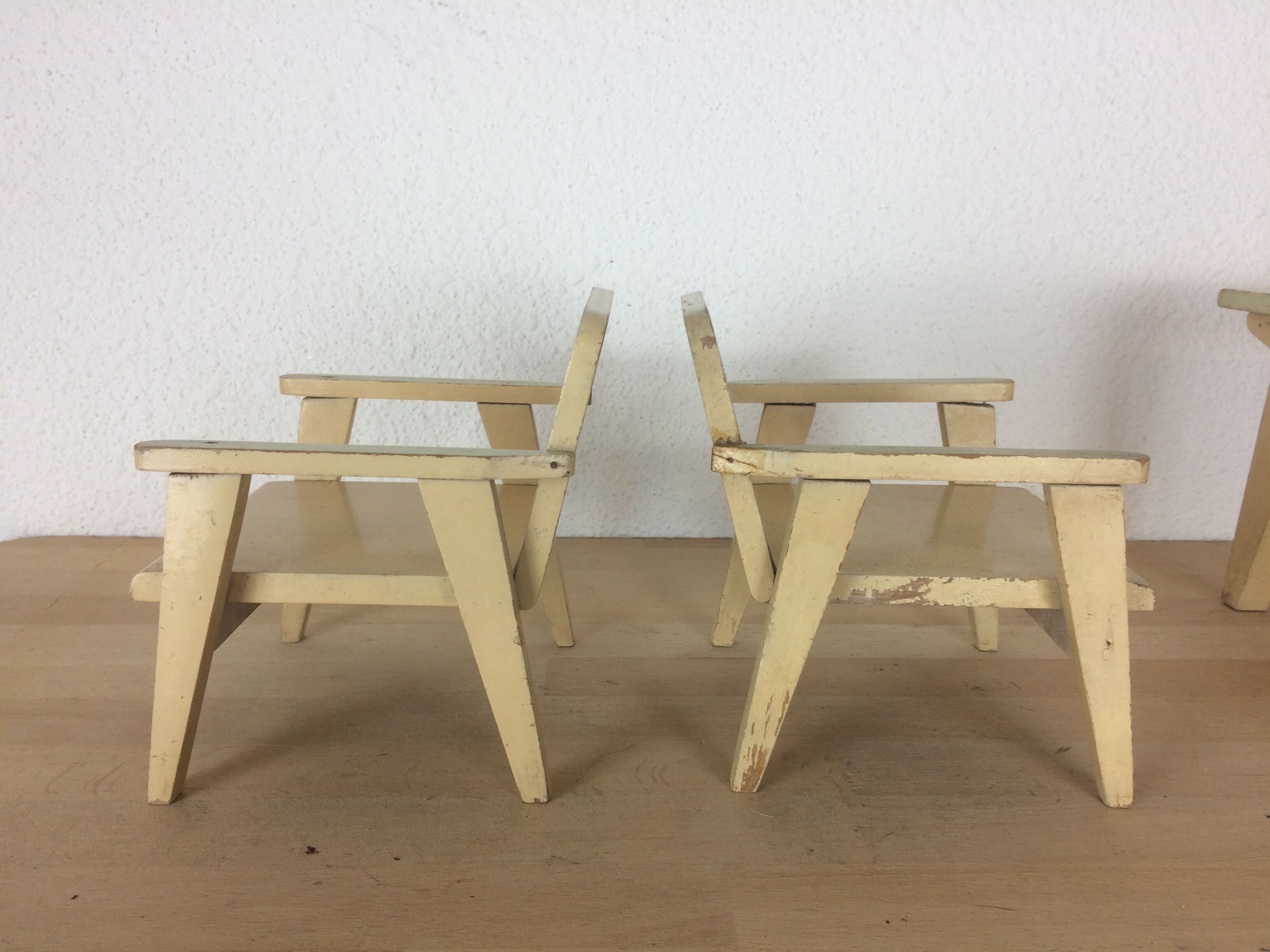 Wooden table and chairs for dolls, child's toy