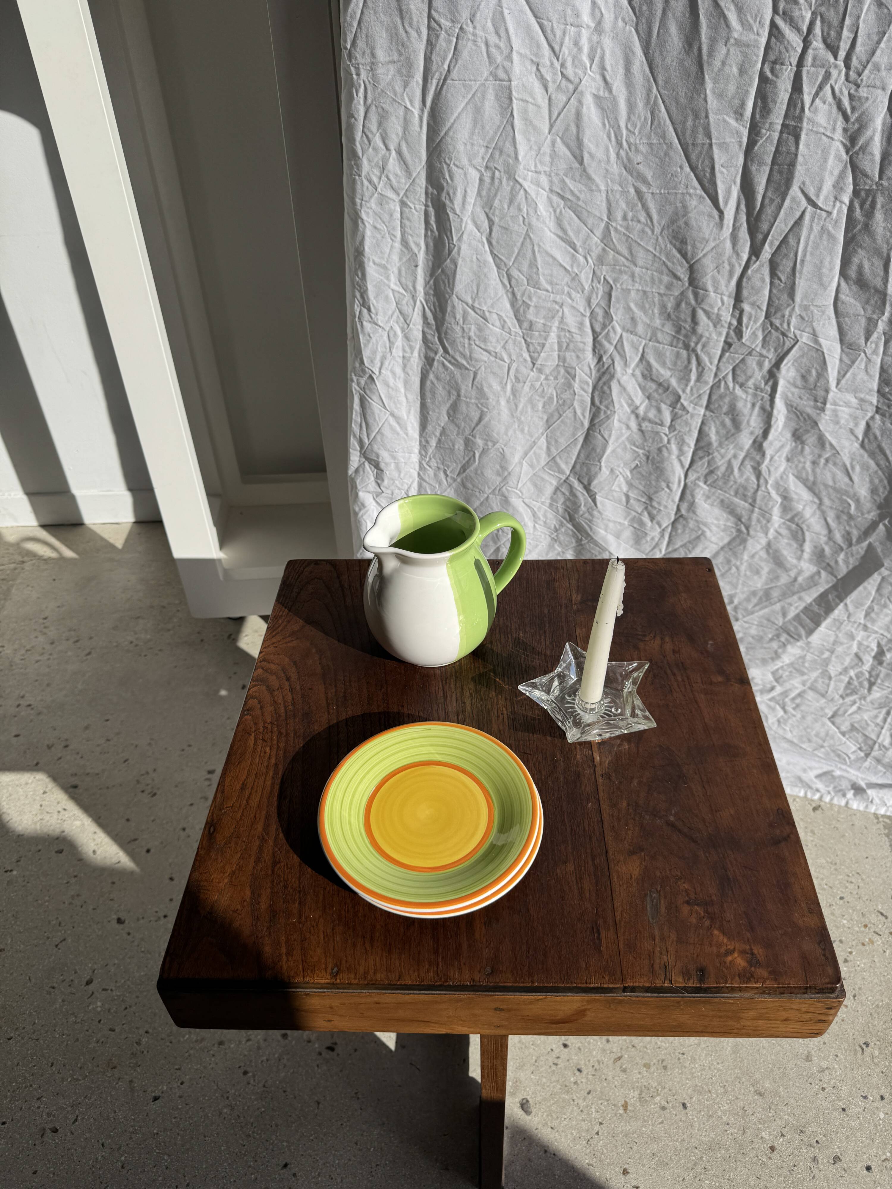 90s white and green ceramic carafe H17 D11