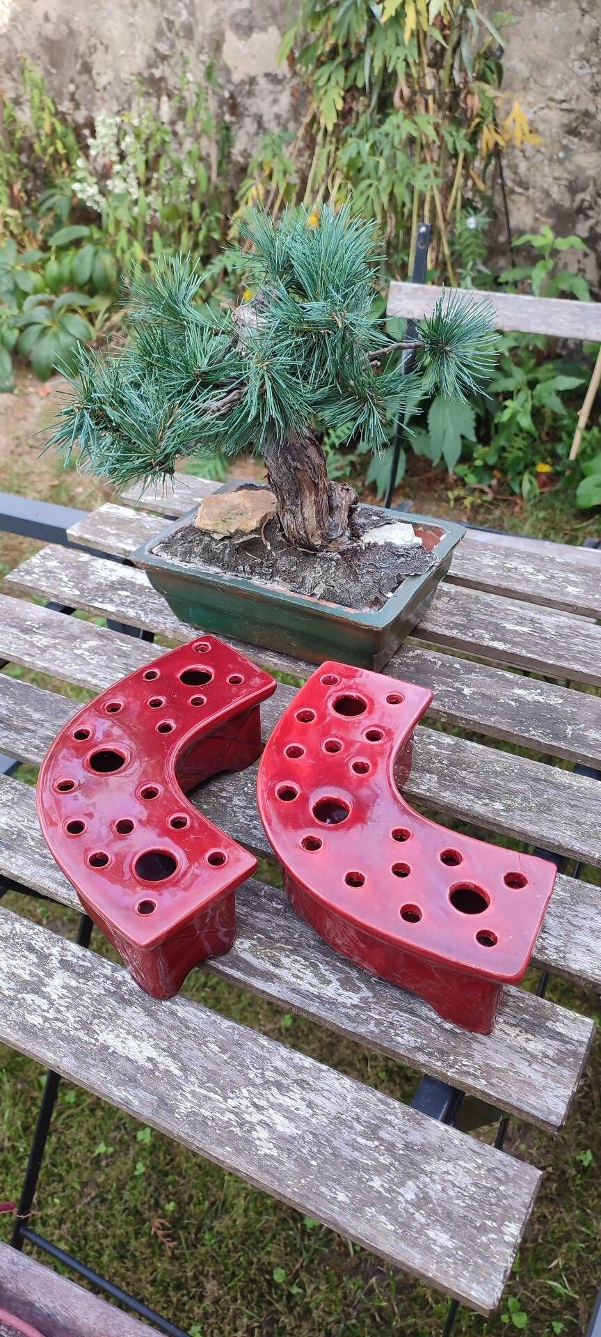 Pair of flower holder vases Ceramony Vallauris vintage 1960s/70s