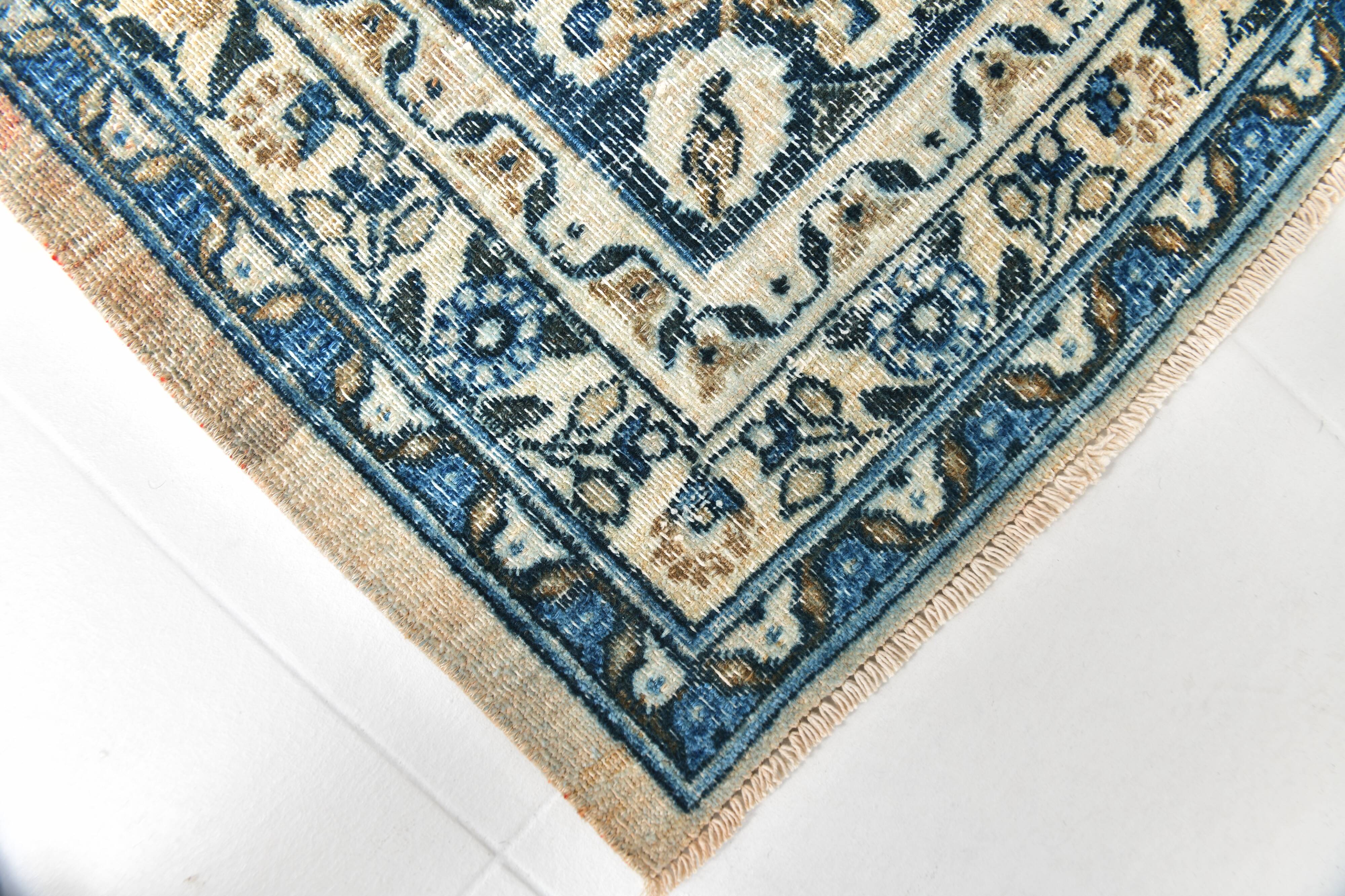 8x11 Rug For Living Room Navy Blue Antique Persian Rug, 260x343Cm