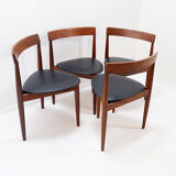 Set of 4 "Roundette" teak chairs by Hans Olsen for Frem Røjle, 1950s