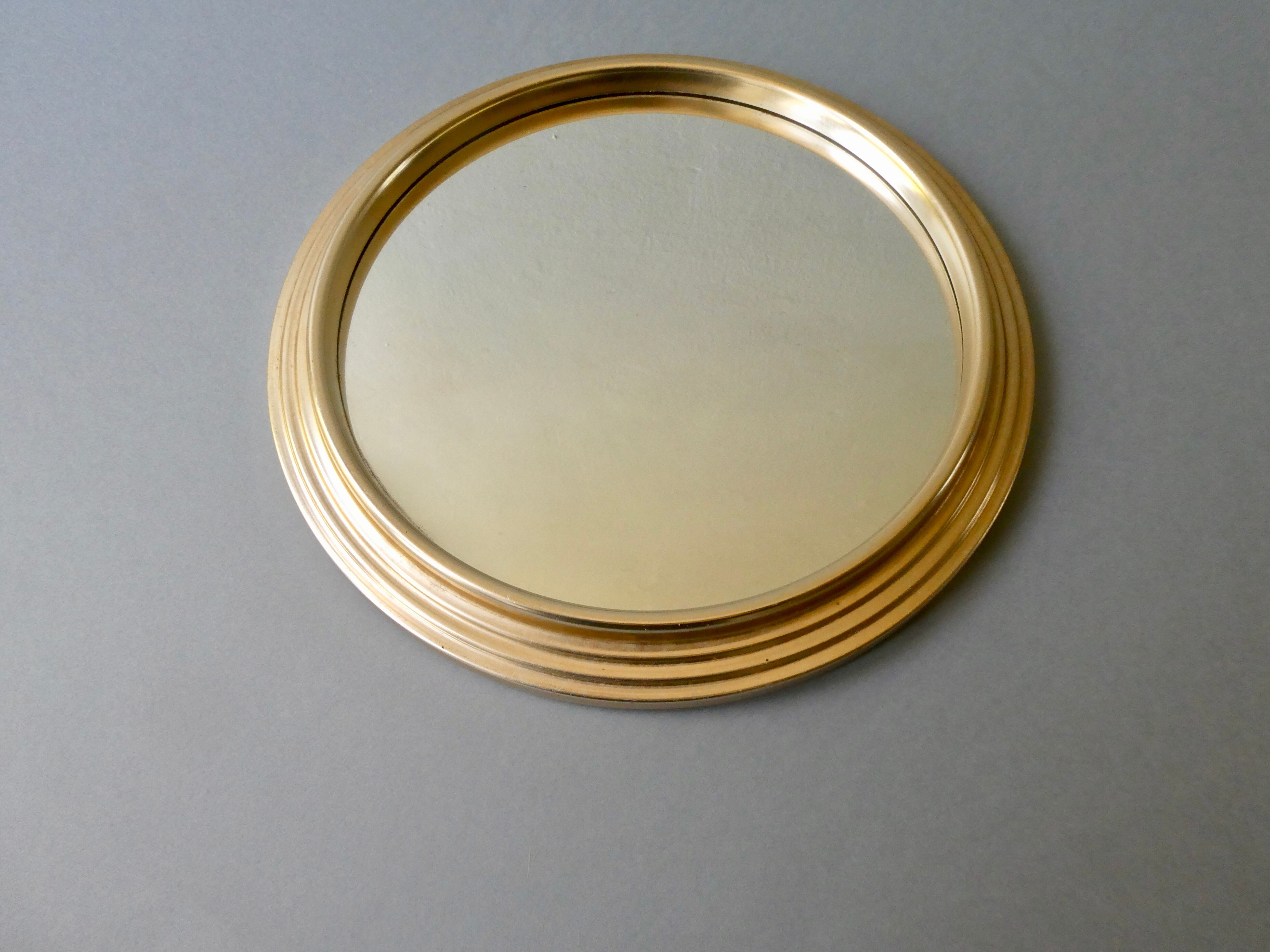 Mirror top in gilded aluminum, diameter 29 cm