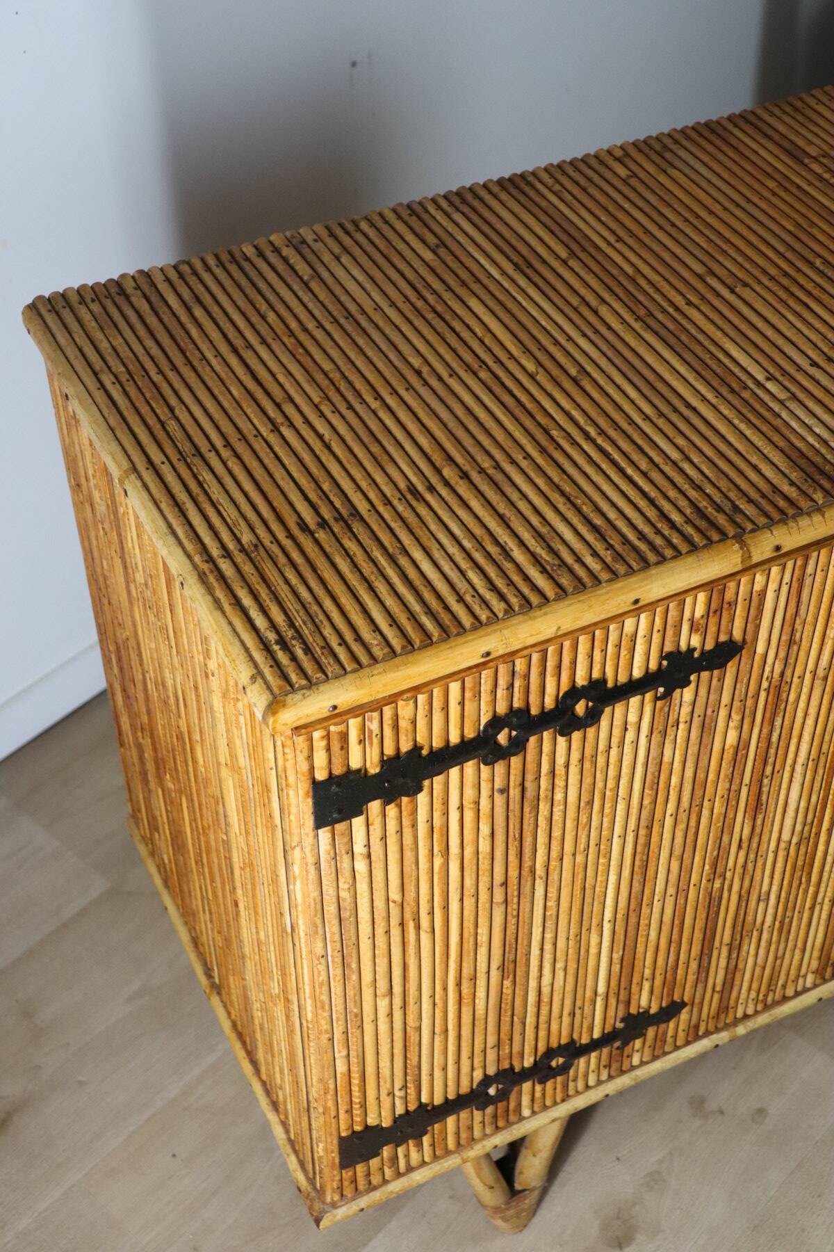 Vintage woven rattan sideboard - 1960