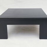 Square black lacquered wood coffee table design 1980