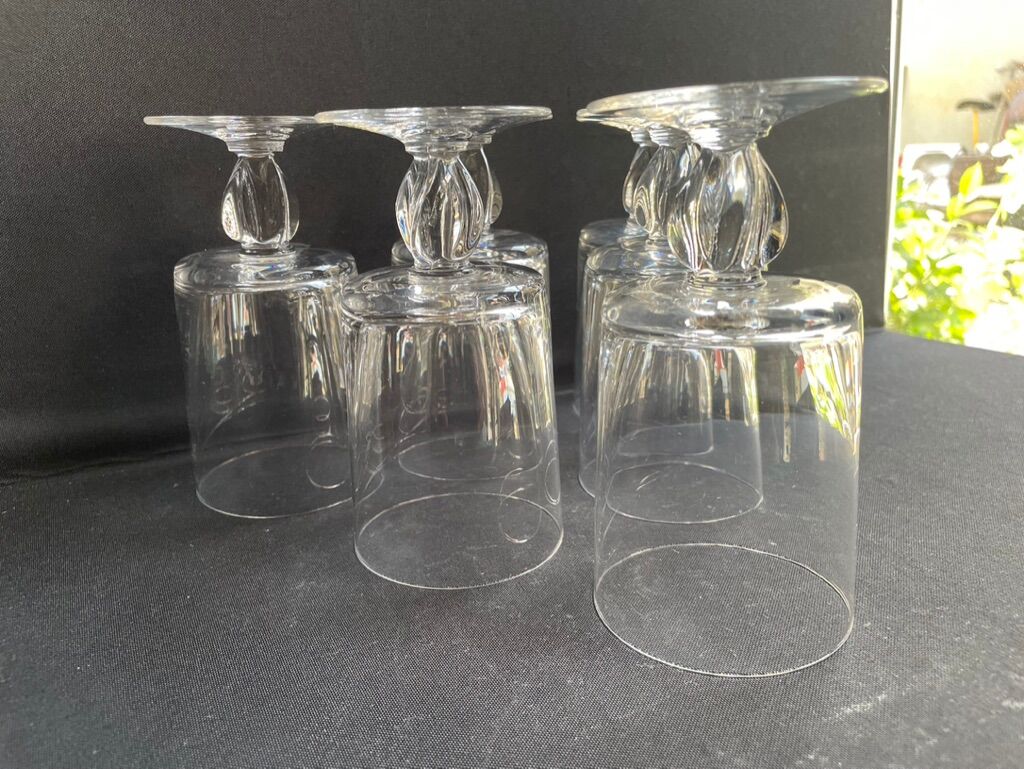 6 Large twisted plain crystal glasses – Typical of the 1960s-1970's