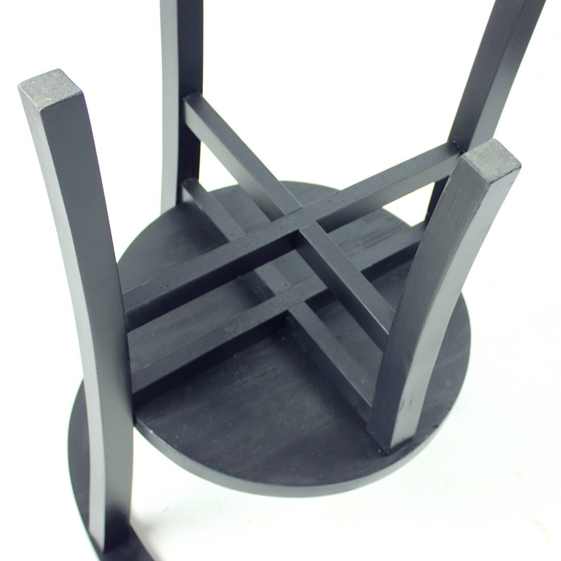 Set Of 4, Black Oak Dining Chairs, Czechoslovakia 1930s