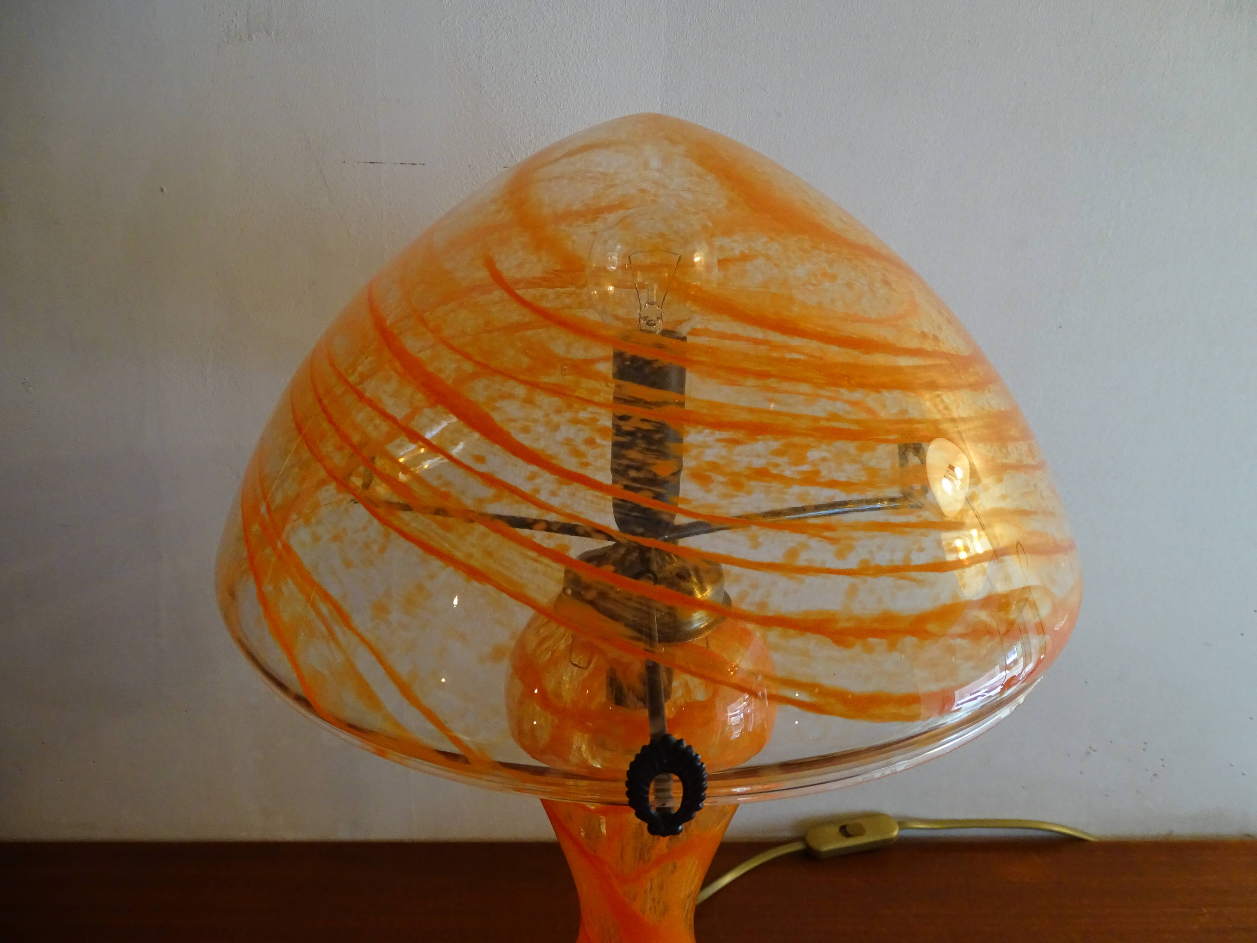 Blown glass mushroom lamp