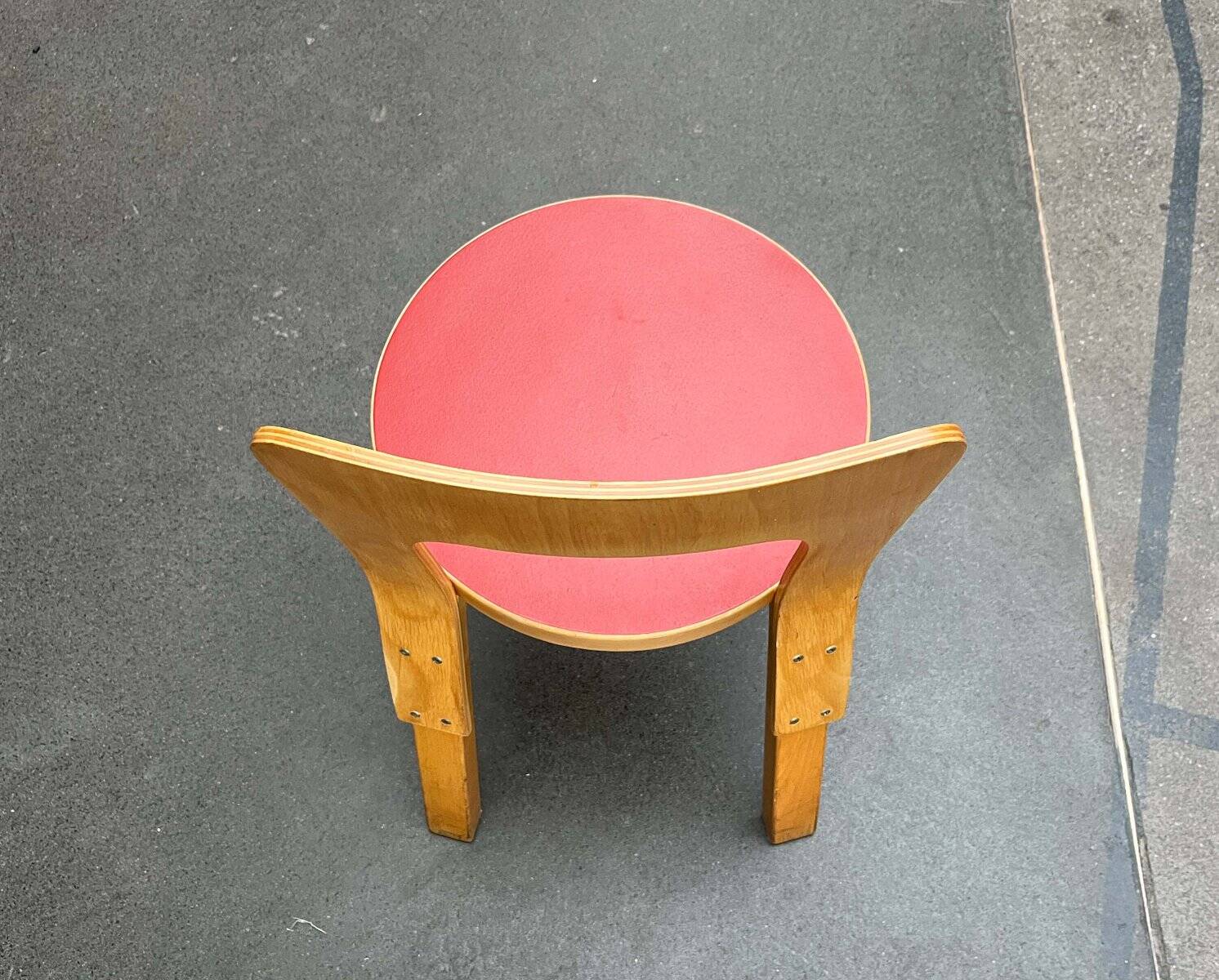 Vintage Red Children's Chair in Linoleum N65 by Alvar Aalto for Artek, Finland, 1970s