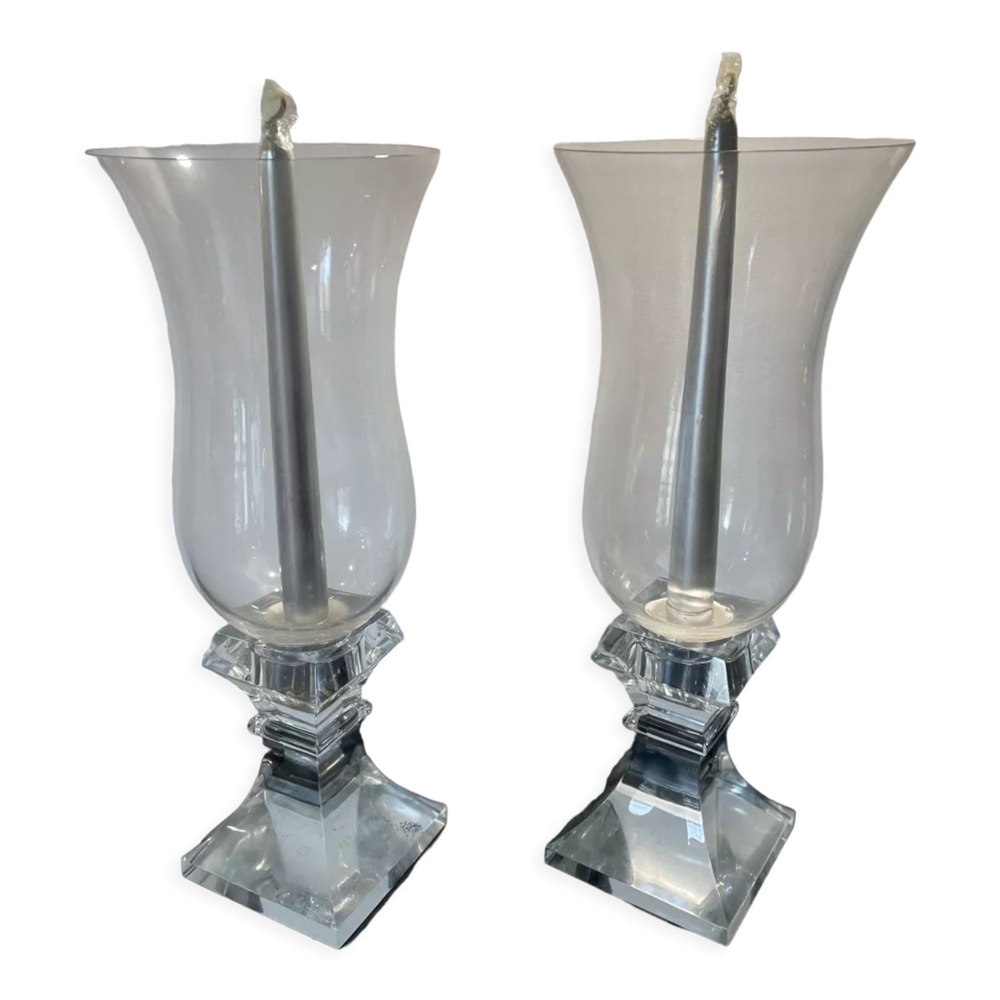 Paire de bougeoirs cristal de sèvres