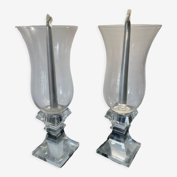 Pair of sèvres crystal bougeoirs