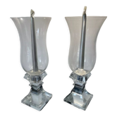 Pair of sèvres crystal bougeoirs