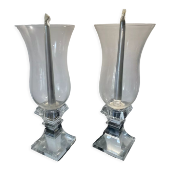 Pair of sèvres crystal bougeoirs