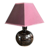 Lampe à pied en céramique et abat-jour pyramidal base carrée