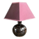 Ceramic floor lamp with a pyramidal shade and square base.