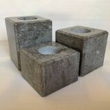 Trio of square candlesticks in veined marble