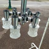 Vintage ceiling lamp in chrome plated and glass cut from targetti 1970 - 6 lamps