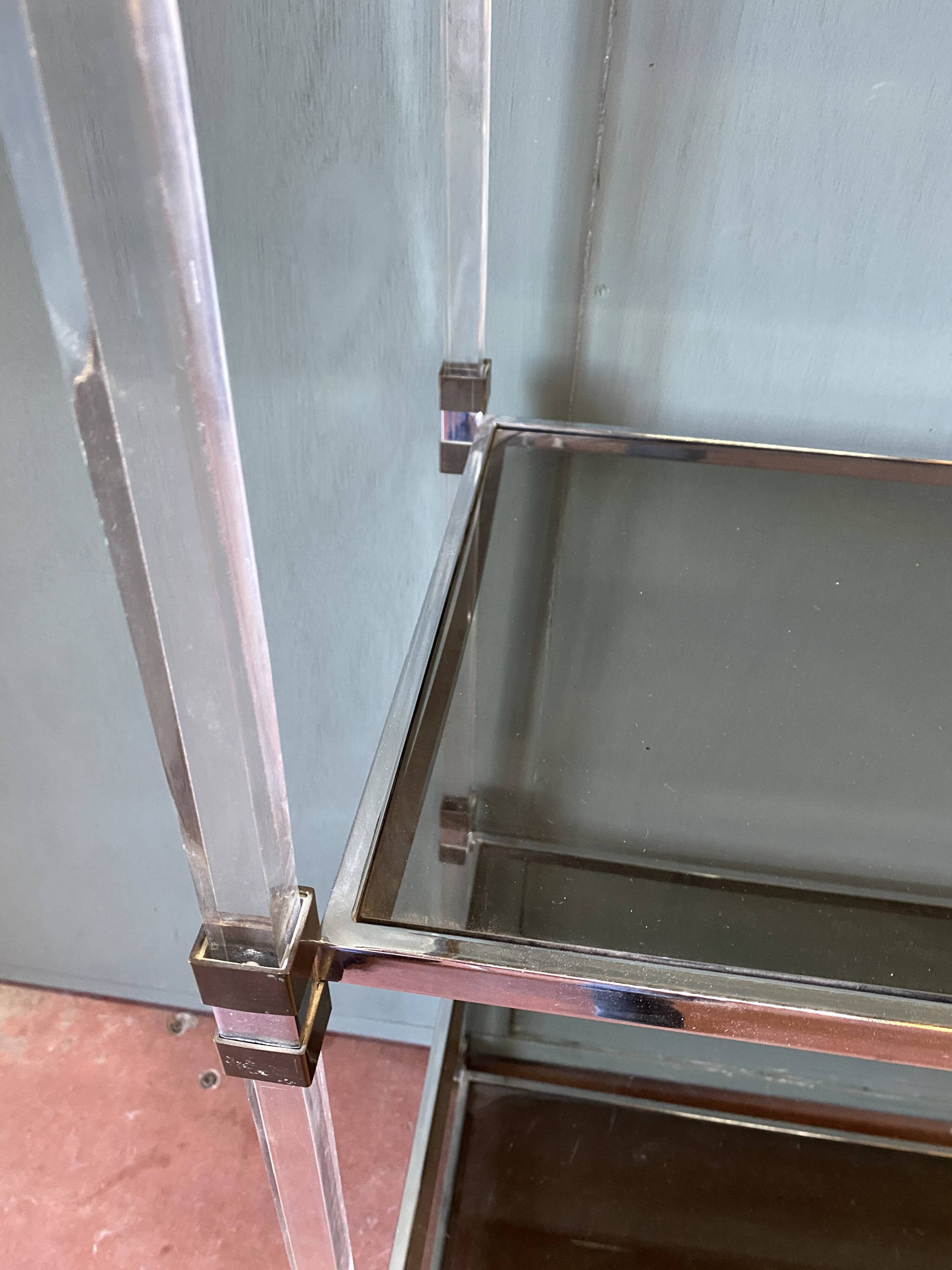 70s shelf in plexiglas and smoked glass