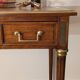 Antique Louis XVI style vintage desk, leather, brass, cherry wood