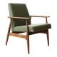 Fauteuil vintage bouclè vert sauvage conclu par H.Lis