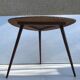 Old low tripods feet + tray wood & rattan table braided vintage