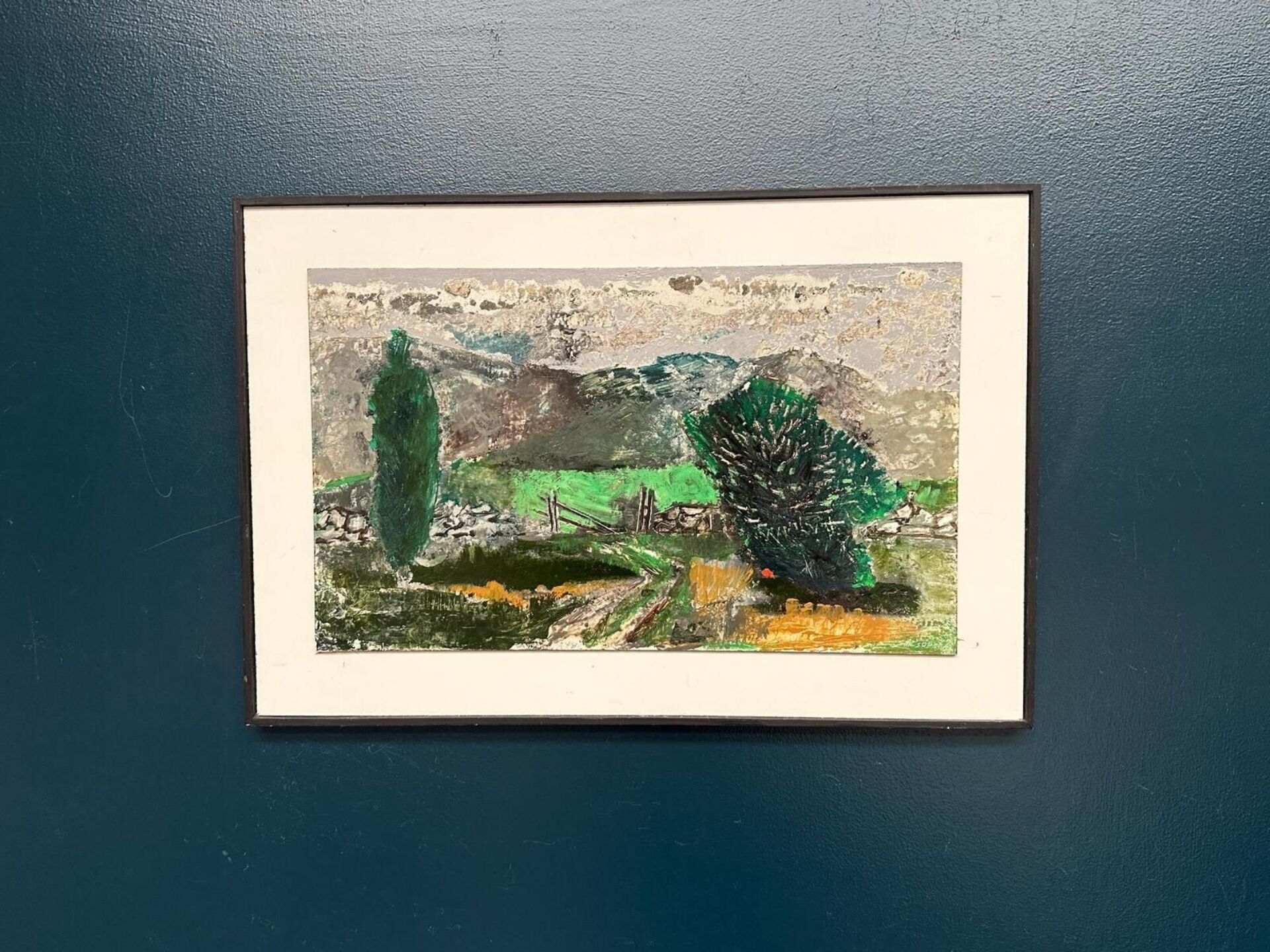 Original Swedish Oil On Panel – “Green Landscape” By Erik Emanuelson