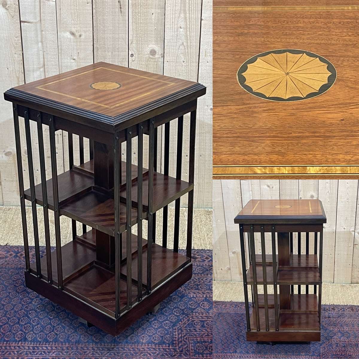 Mahogany revolving bookcase from the 1950s