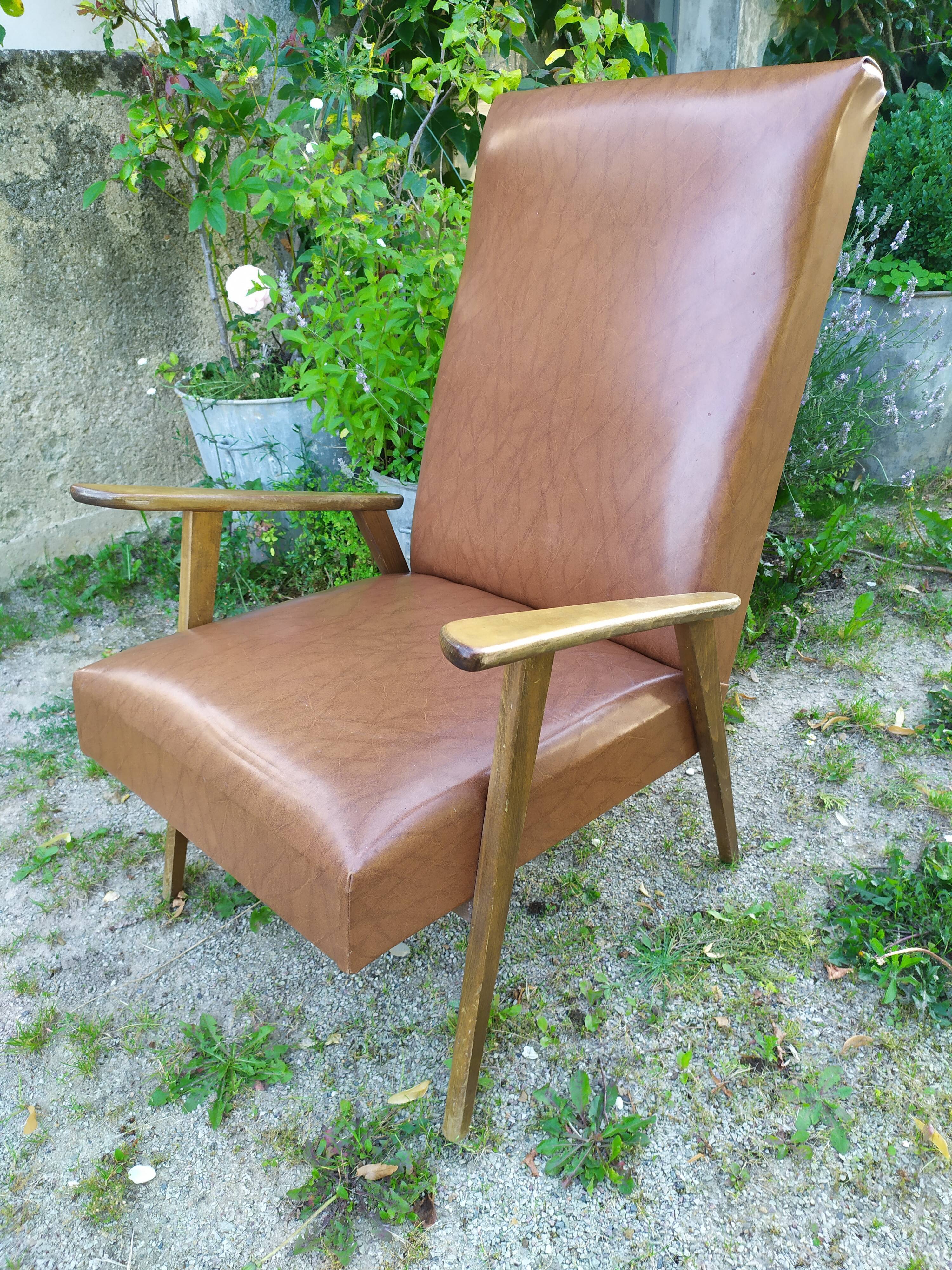 Fauteuil années 50 pieds compas