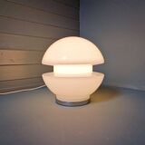 Space Age table lamp in white opaline and chrome metal, 1970