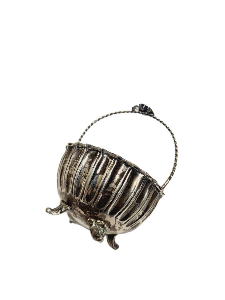 Bol à sucre en argent Art Déco, années 1950